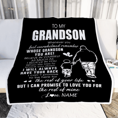 Personalized To My Grandson Blanket From Papa Grandpa Whenever You Feel Overwhelmed Grandson Birthday Graduation Christmas Customized Bed Fleece Throw Blanket