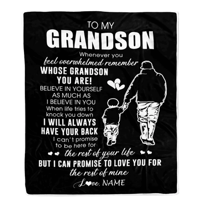 Personalized To My Grandson Blanket From Papa Grandpa Whenever You Feel Overwhelmed Grandson Birthday Graduation Christmas Customized Bed Fleece Throw Blanket