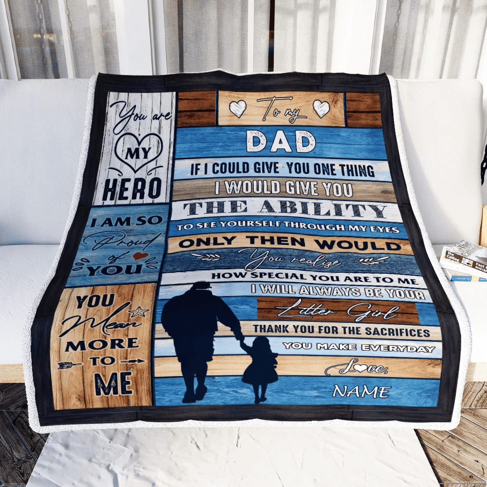 Personalized To My Dad Blanket From Daughter Wood I Am So Proud Of You Dad Birthday Fathers Day Thanksgiving Christmas Customized Bed Fleece Throw Blanket