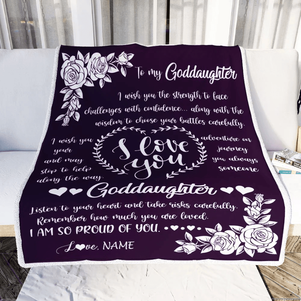 Personalized To My Goddaughter Blanket From Godmother I Wish You The Strength Goddaughter Birthday Graduation Christmas Customized Bed Fleece Blanket