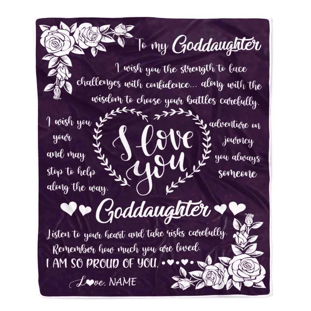 Personalized To My Goddaughter Blanket From Godmother I Wish You The Strength Goddaughter Birthday Graduation Christmas Customized Bed Fleece Blanket