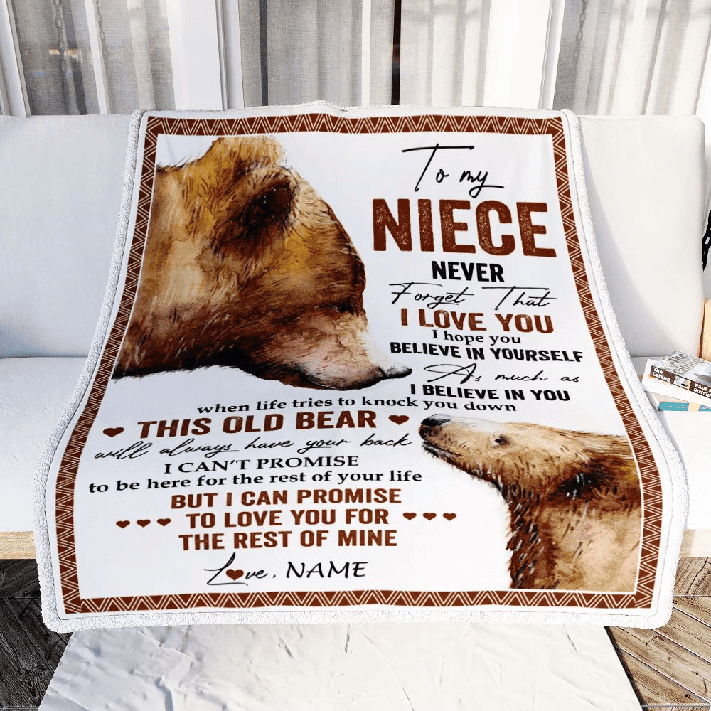 Personalized To My Niece Blanket From Aunt Uncle Never Forget That I Love You Bear Niece Birthday Graduation Christmas Customized Bed Fleece Throw Blanket