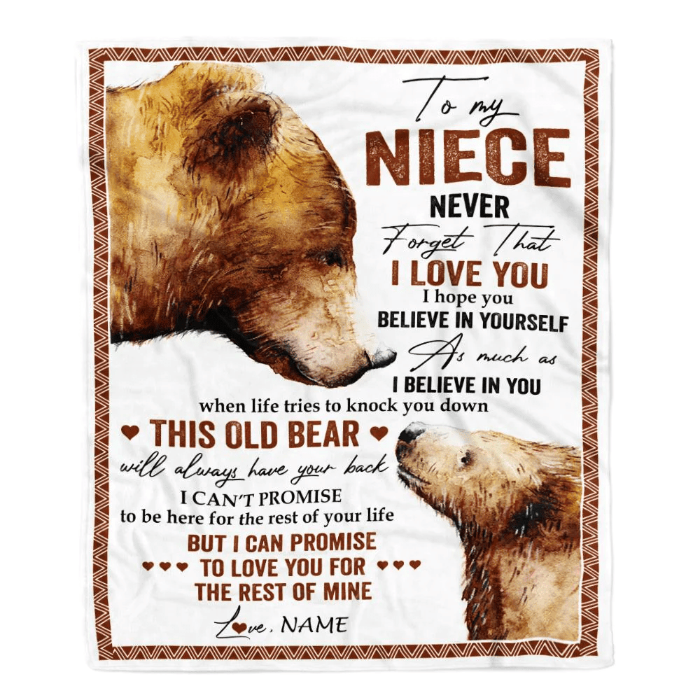 Personalized To My Niece Blanket From Aunt Uncle Never Forget That I Love You Bear Niece Birthday Graduation Christmas Customized Bed Fleece Throw Blanket