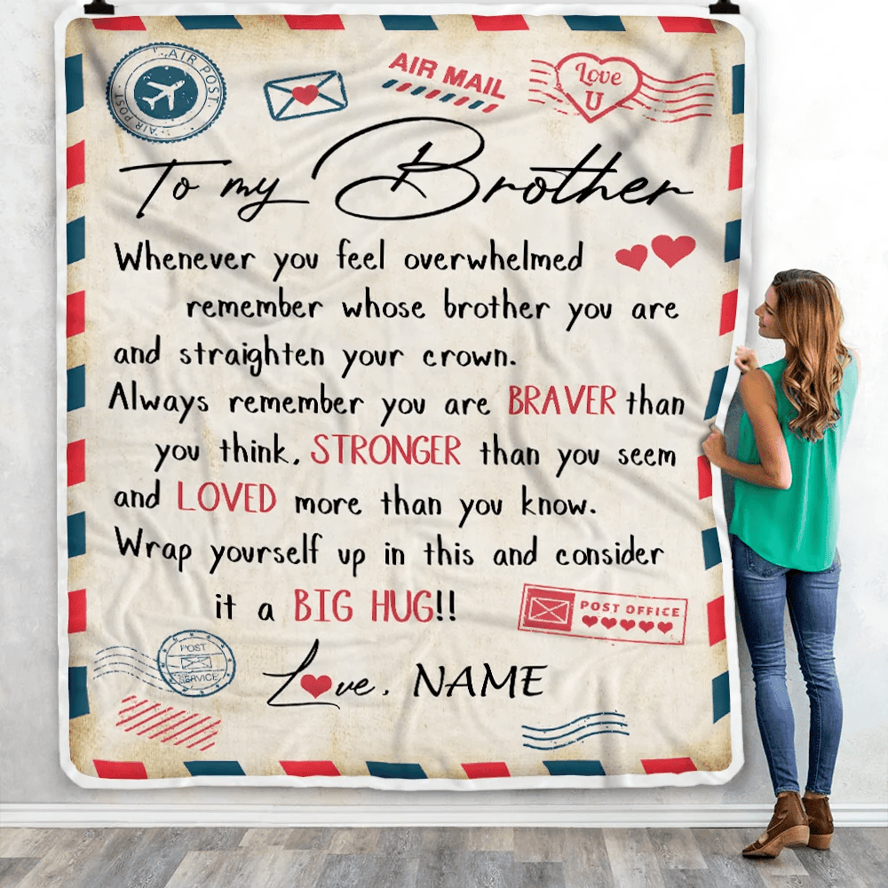Personalized To My Brother Blanket From Sister Mail Letter Brother Birthday Graduation Christmas Customized Fleece Blanket