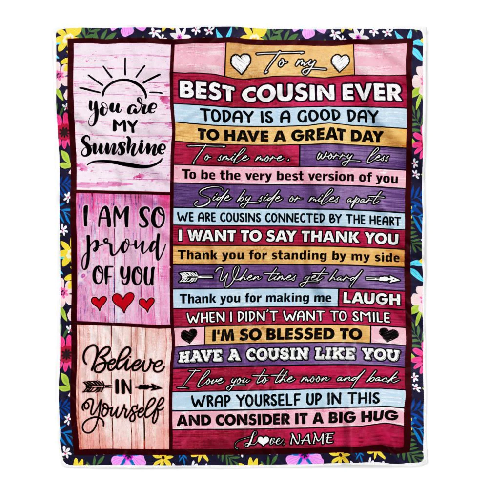 Personalized To My Best Cousin Ever Blanket for Women Wood Today Is A Good Day Cousin Birthday Graduation Christmas Customized Bed Fleece Throw Blanket