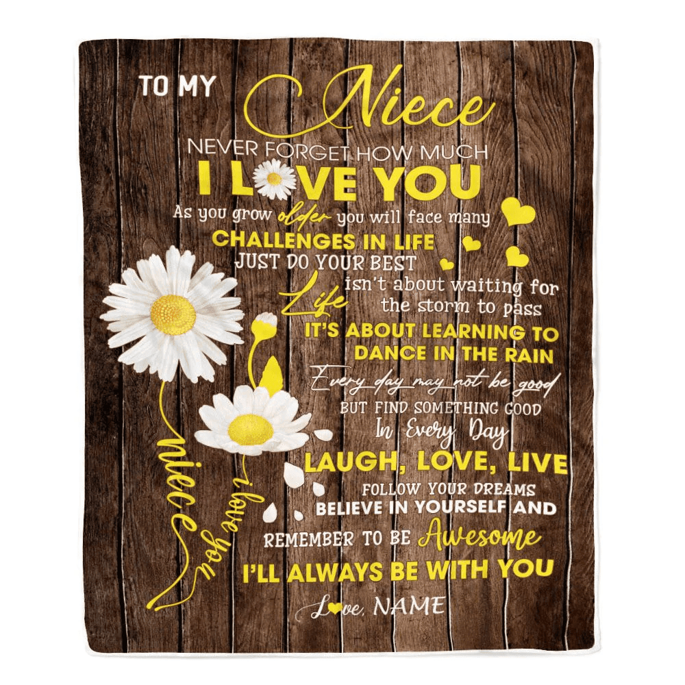 Personalized To My Niece Blanket From Uncle Aunt Never Forget I Love You Daisy Niece Birthday Graduation Christmas Customized Bed Fleece Throw Blanket