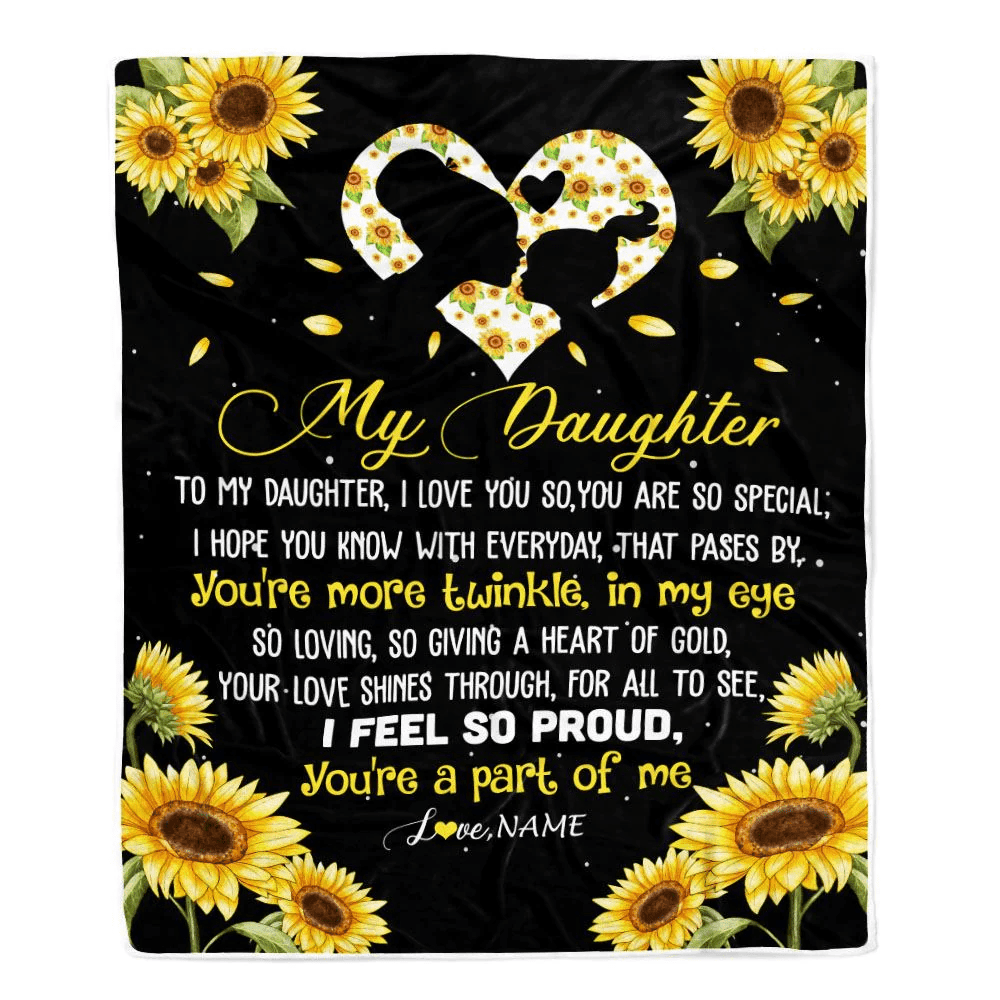 Personalized To My Daughter Blanket From Mom Dad Sunflower I Love You So Special Daughter Birthday Graduation Christmas Customized Bed Fleece Throw Blanket