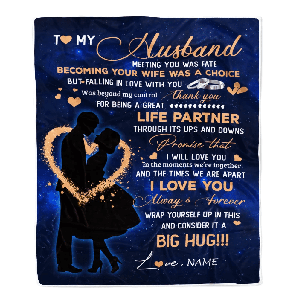 Personalized To My Husband Blanket From Wife Thank you It A Big Hug Husband Anniversary Wedding Day Valentines Day Christmas Fleece Throw Blanket
