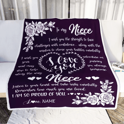 Personalized To My Niece Blanket From Uncle Aunt I Wish You The Strength Daughter Niece Birthday Graduation Christmas Customized Bed Fleece Throw Blanket