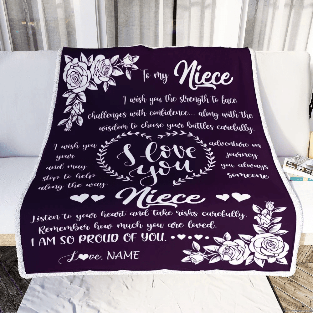Personalized To My Niece Blanket From Uncle Aunt I Wish You The Strength Daughter Niece Birthday Graduation Christmas Customized Bed Fleece Throw Blanket