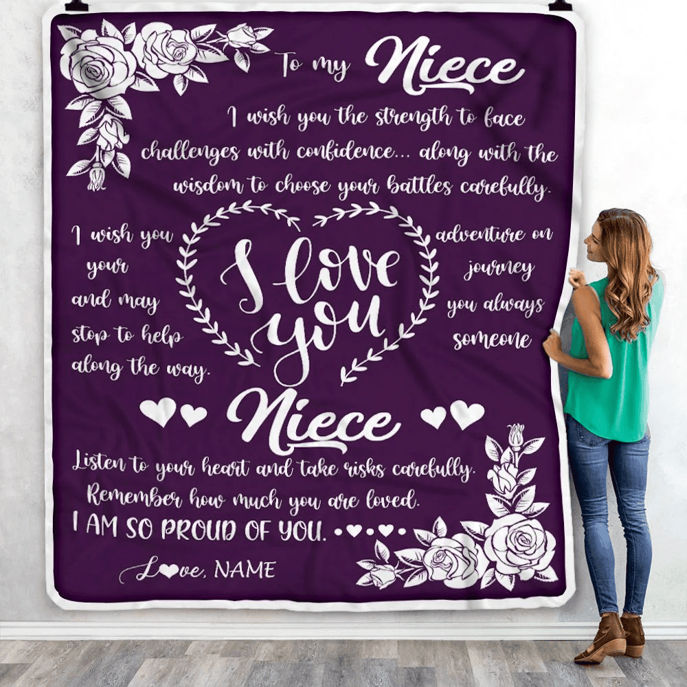 Personalized To My Niece Blanket From Uncle Aunt I Wish You The Strength Daughter Niece Birthday Graduation Christmas Customized Bed Fleece Throw Blanket