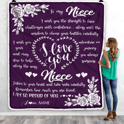 Personalized To My Niece Blanket From Uncle Aunt I Wish You The Strength Daughter Niece Birthday Graduation Christmas Customized Bed Fleece Throw Blanket