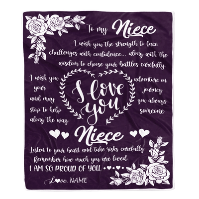 Personalized To My Niece Blanket From Uncle Aunt I Wish You The Strength Daughter Niece Birthday Graduation Christmas Customized Bed Fleece Throw Blanket