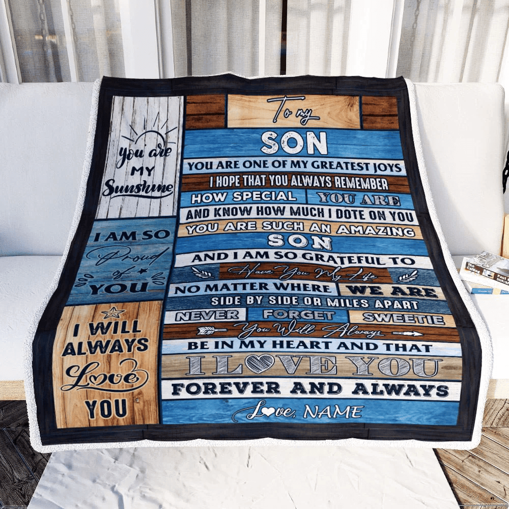 Personalized To My Son Blanket From Mom Dad Mother My Greatest Joys Son Birthday Graduation Christmas Customized Bed Fleece Throw Blanket