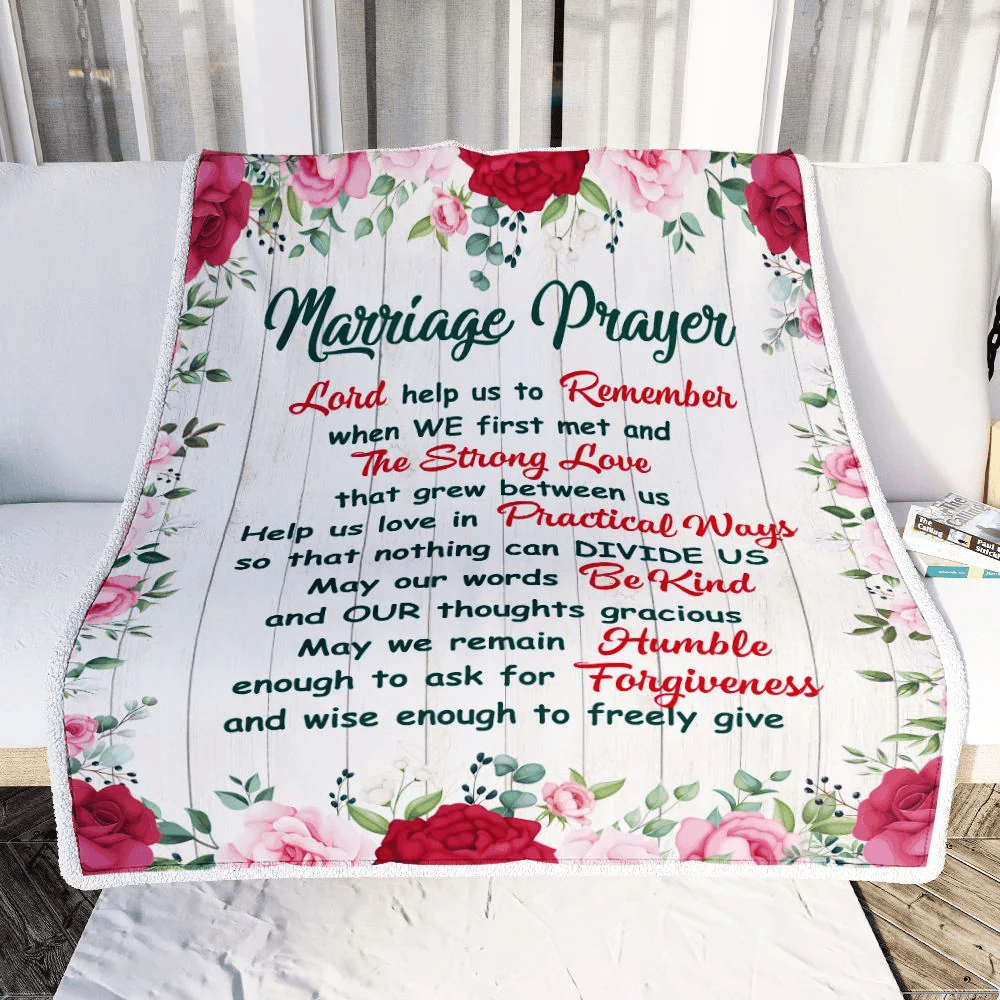 Marriage Prayer Blanket Anniversary Wedding Christian Engagement For Couples Bride Groom Newly Engaged Fleece Throw Blanket