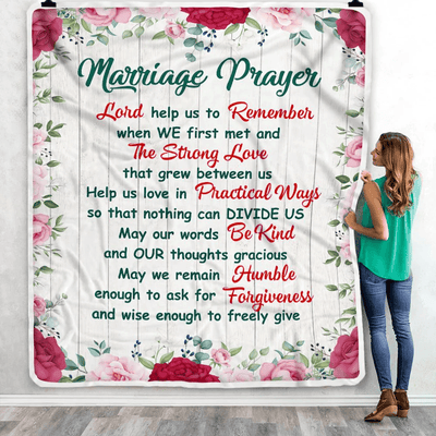 Marriage Prayer Blanket Anniversary Wedding Christian Engagement For Couples Bride Groom Newly Engaged Fleece Throw Blanket