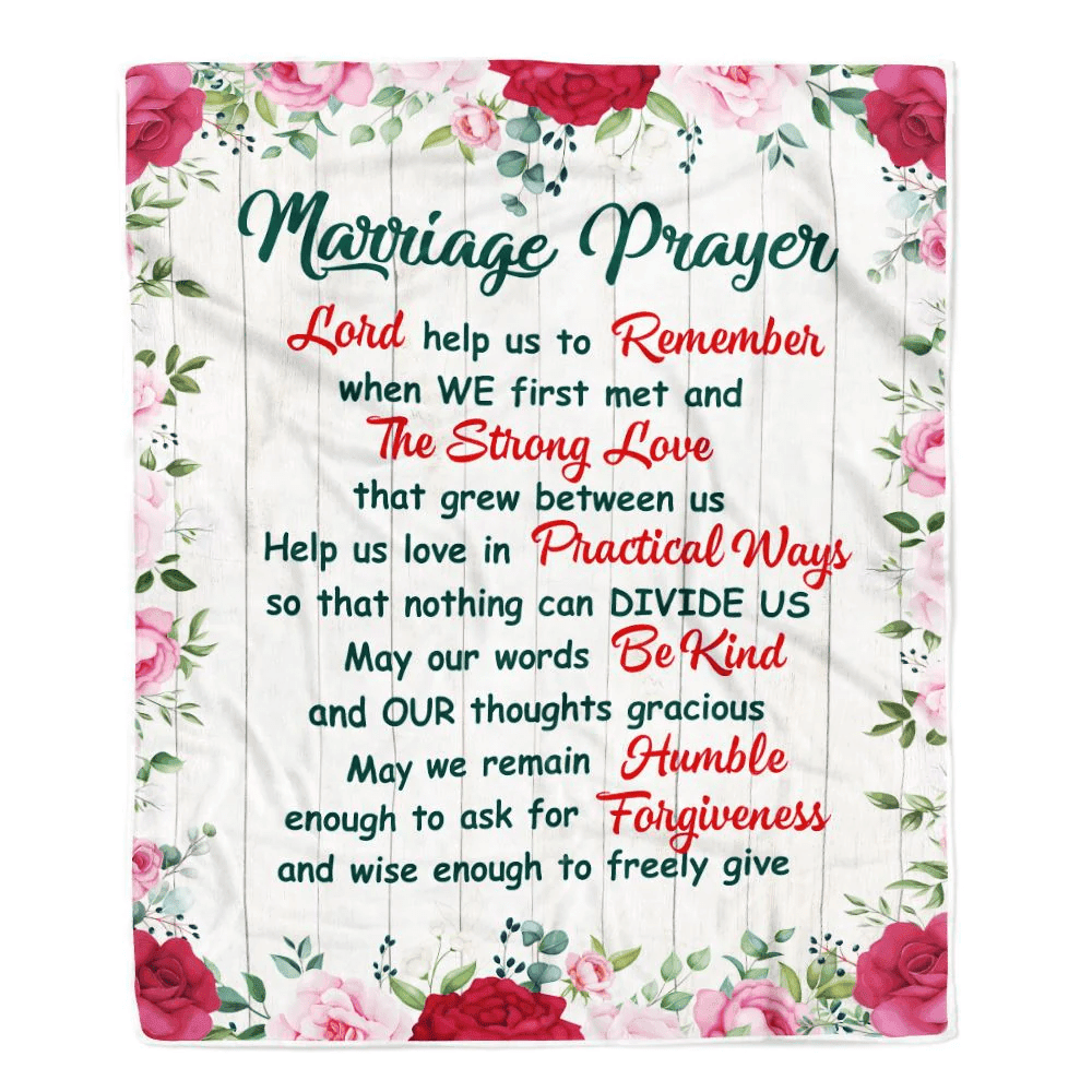 Marriage Prayer Blanket Anniversary Wedding Christian Engagement For Couples Bride Groom Newly Engaged Fleece Throw Blanket