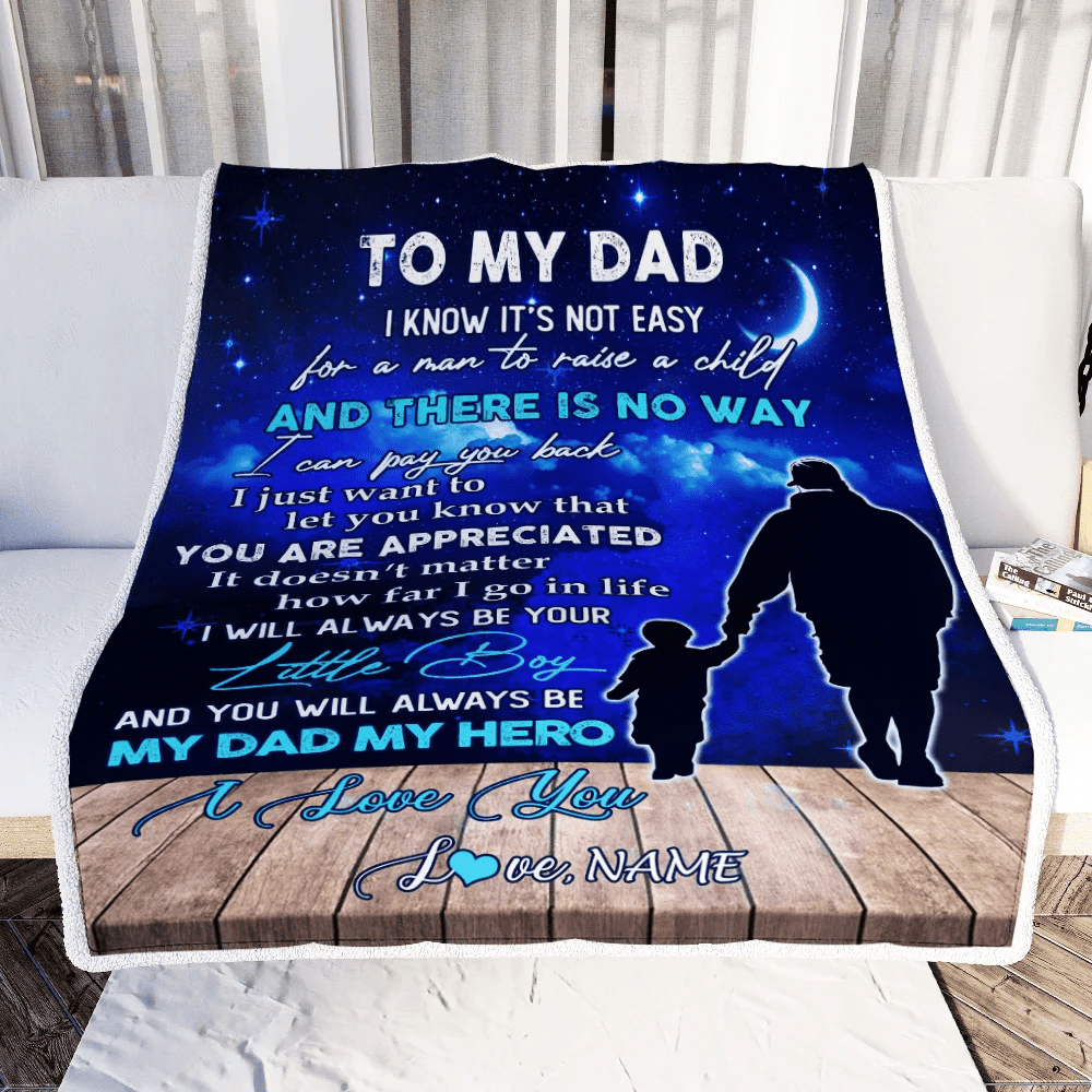 Personalized To My Dad Blanket From Son Grateful I Love You Dad Birthday Thanksgiving Fathers Day Christmas Customized Fleece Throw Blanket