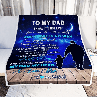 Personalized To My Dad Blanket From Son Grateful I Love You Dad Birthday Thanksgiving Fathers Day Christmas Customized Fleece Throw Blanket