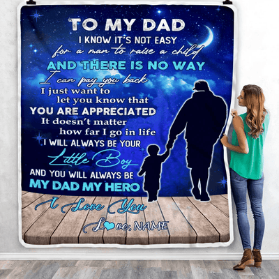 Personalized To My Dad Blanket From Son Grateful I Love You Dad Birthday Thanksgiving Fathers Day Christmas Customized Fleece Throw Blanket