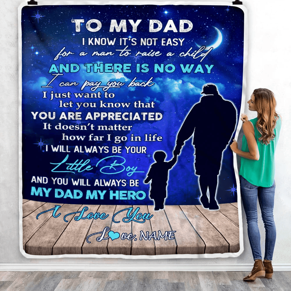 Personalized To My Dad Blanket From Son Grateful I Love You Dad Birthday Thanksgiving Fathers Day Christmas Customized Fleece Throw Blanket