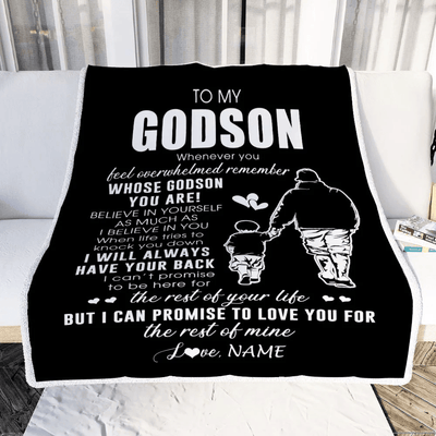 Personalized To My Godson Blanket From Godfather Whenever You Feel Overwhelmed Godson Birthday Graduation Christmas Customized Bed Fleece Throw Blanket