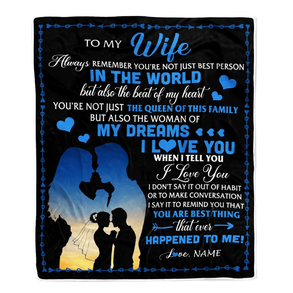 Personalized To My Wife Blanket Her Wife From Husband The Queen Of This Family Wife Birthday Anniversary Valentines Day Christmas Customized Fleece Blanket
