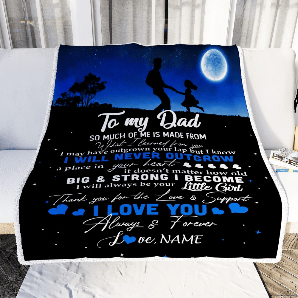 Personalized To My Dad Blanket from Daughter Kids I Love You Always Forever Dad Father's Day Birthday Thanksgiving Christmas Customized Fleece Blanket