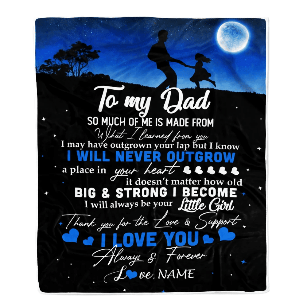 Personalized To My Dad Blanket from Daughter Kids I Love You Always Forever Dad Father's Day Birthday Thanksgiving Christmas Customized Fleece Blanket