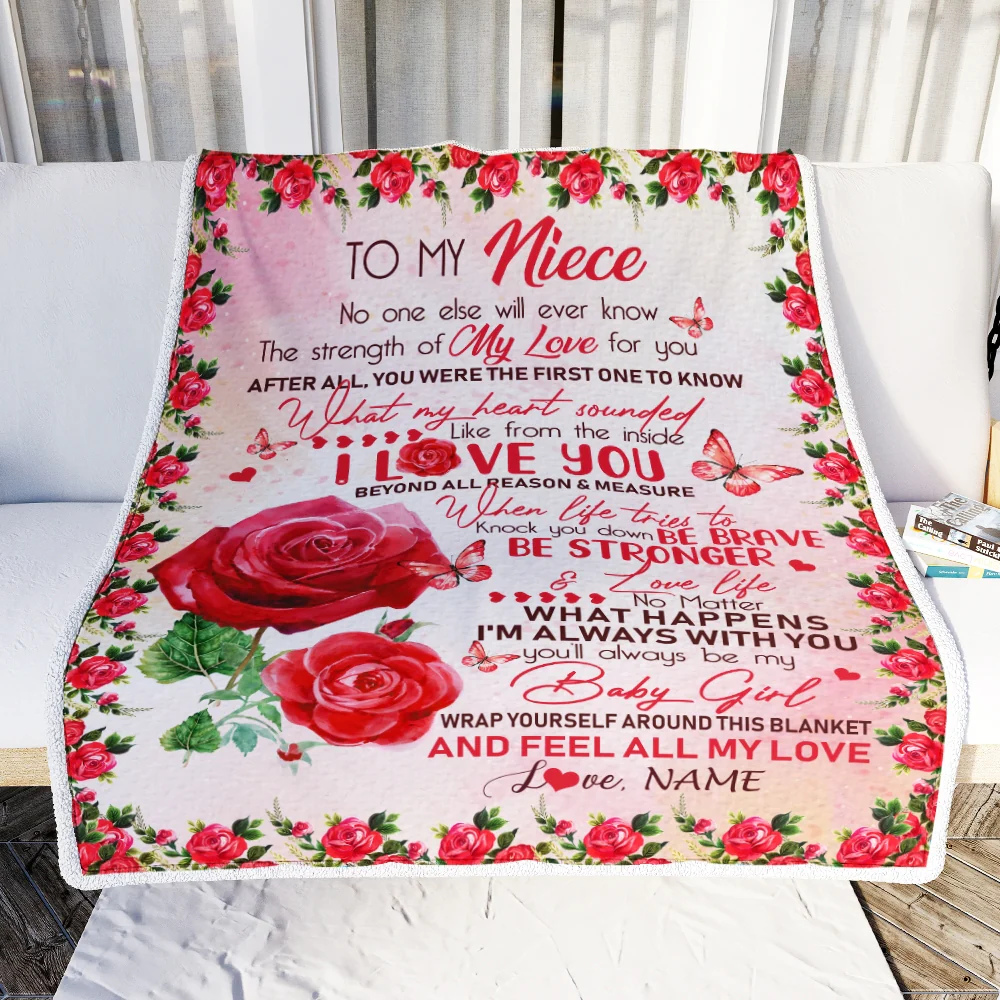 Personalized to My Niece Blanket from Aunt Auntie Uncle No One Else Will Ever Know Rose Niece Birthday Thanksgiving Christmas Customized Fleece Blanket