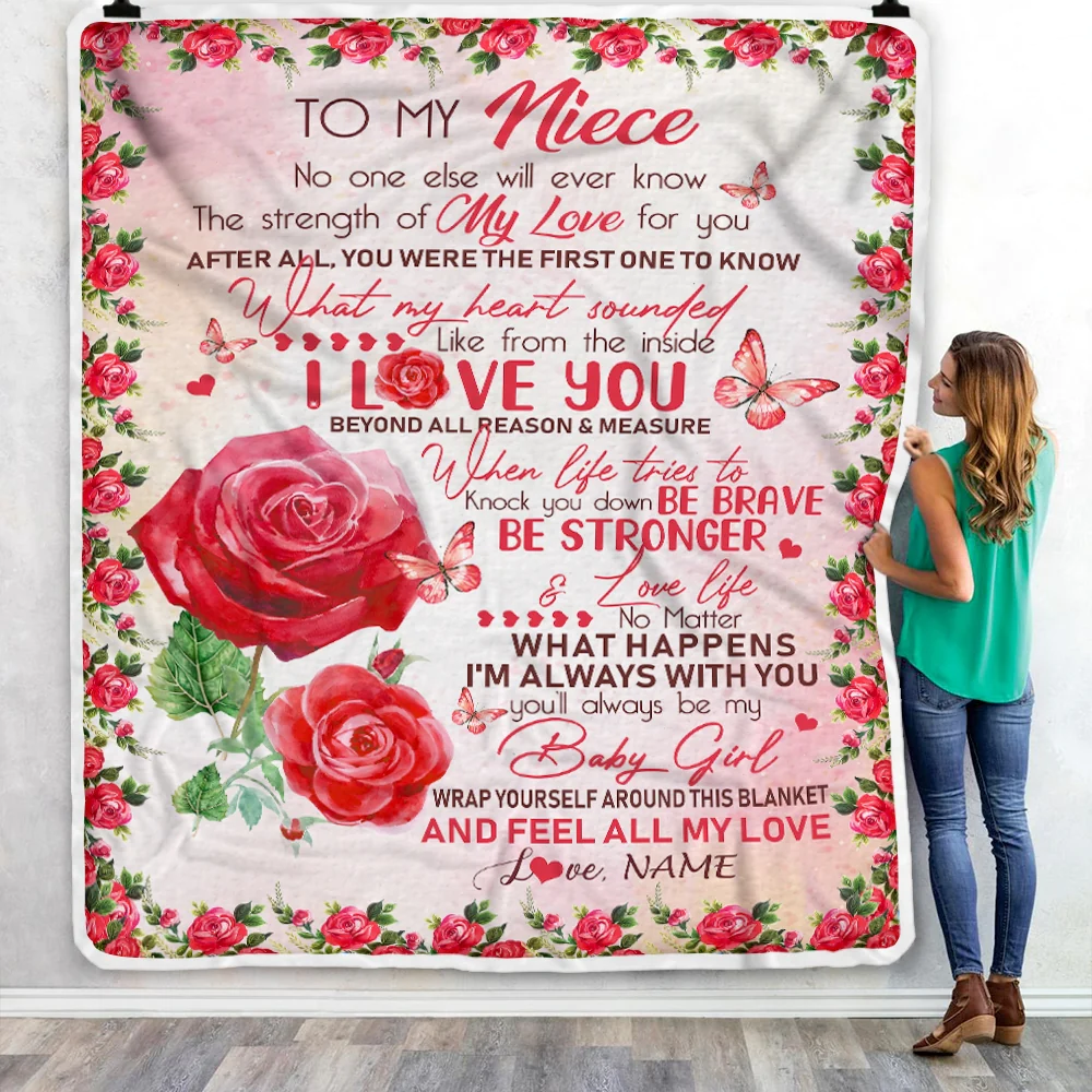 Personalized to My Niece Blanket from Aunt Auntie Uncle No One Else Will Ever Know Rose Niece Birthday Thanksgiving Christmas Customized Fleece Blanket