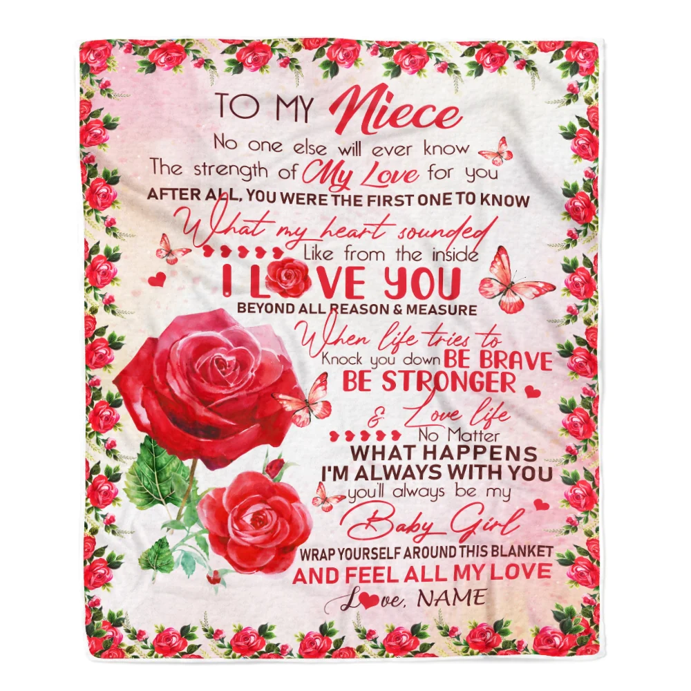 Personalized to My Niece Blanket from Aunt Auntie Uncle No One Else Will Ever Know Rose Niece Birthday Thanksgiving Christmas Customized Fleece Blanket