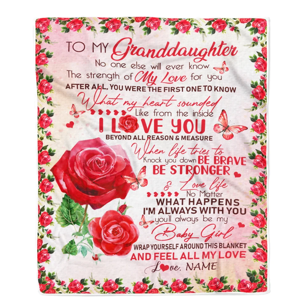 Personalized to My Granddaughter Blanket from Grandma Nana Mimi Grandpa No One Else Will Ever Know Rose Birthday Thanksgiving Christmas Fleece Blanket