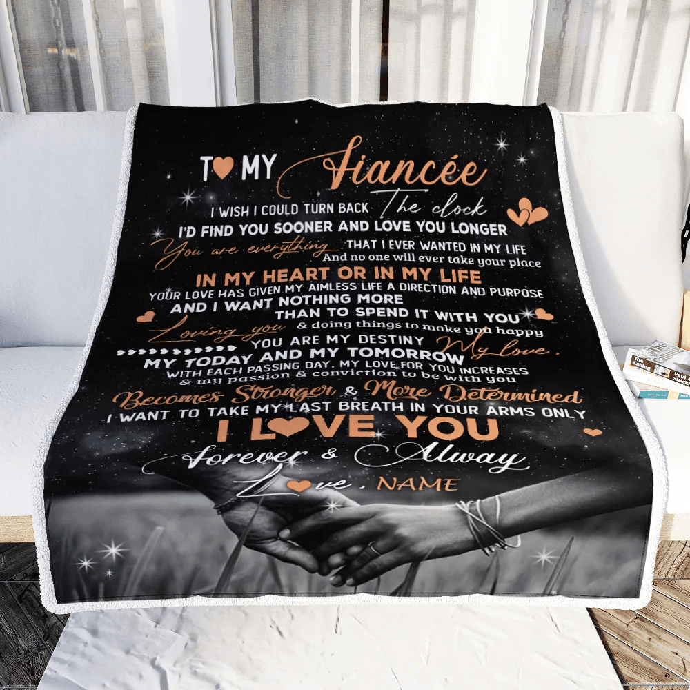 Personalized To My Fiancee Blanket From Fiance I'd Find You Sooner Love You Longer Fiancee Anniversary Wedding Valentines Day Christmas Fleece Throw Blanket