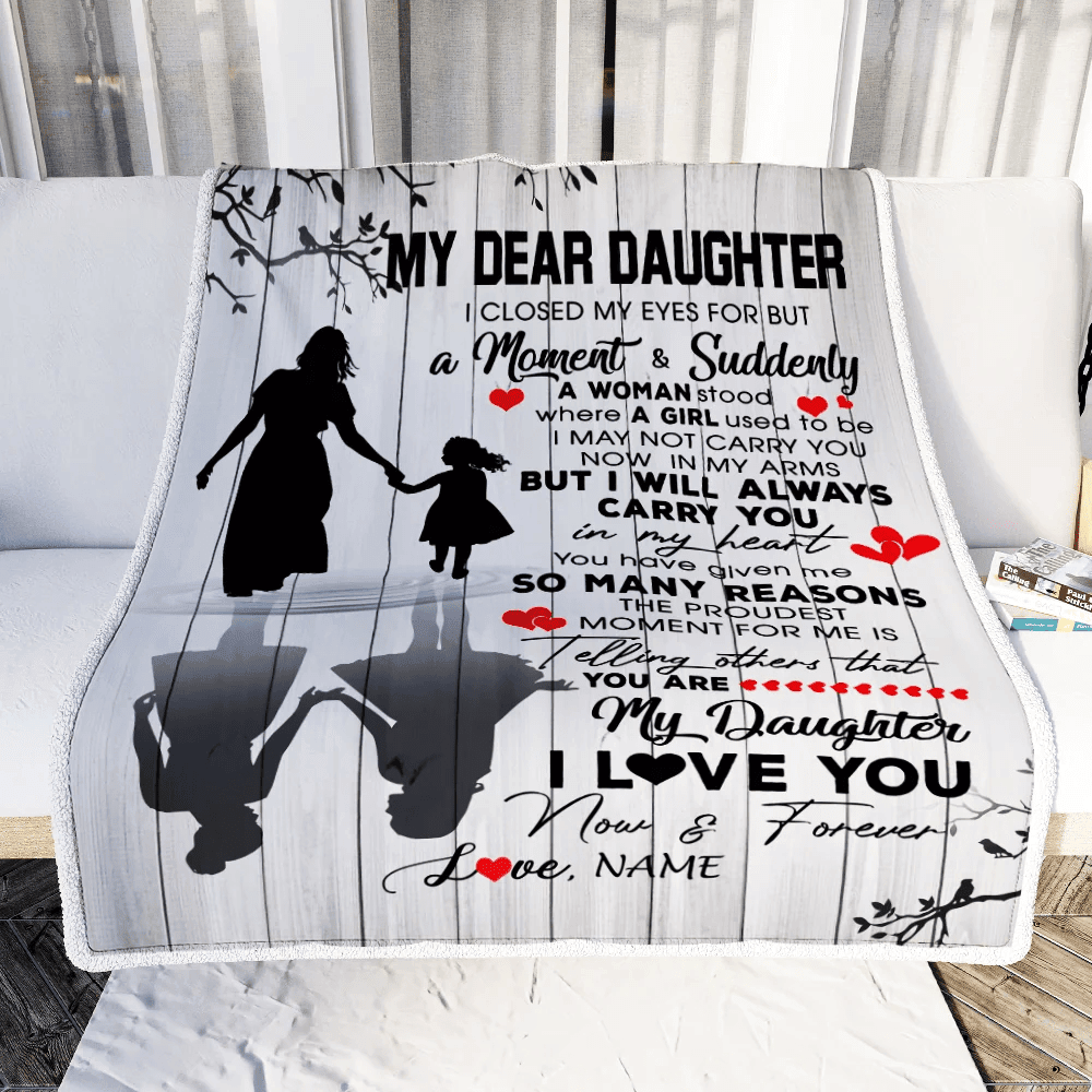 Personalized To My Daughter Blanket From Mom Mother I Love You Letters For Her Daughter Birthday Graduation Christmas Customized Fleece Throw Blanket
