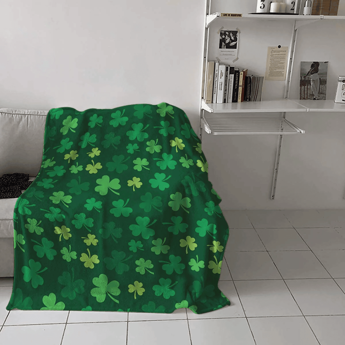 St. Patrick's Day Throw Blanket For Sofa Bed St. Patrick's Day Shamrock Lucky Iris Soft Cozy Blanket For Adults/Kids