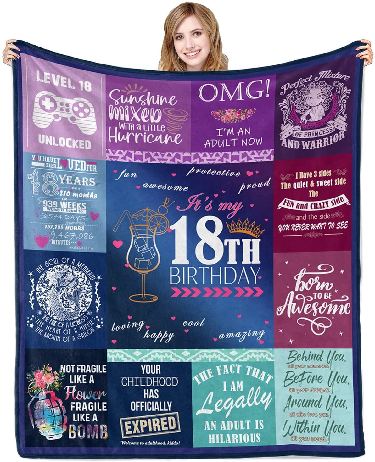 18th Birthday Blanket Birthday Decorations For Girls Gifts For 18 Year Old Girls Blanket 18 Year Old Birthday Gifts For Girls Teenage Gifts For My Daughter From Mom Soft Warm Flannel Throw Blankets