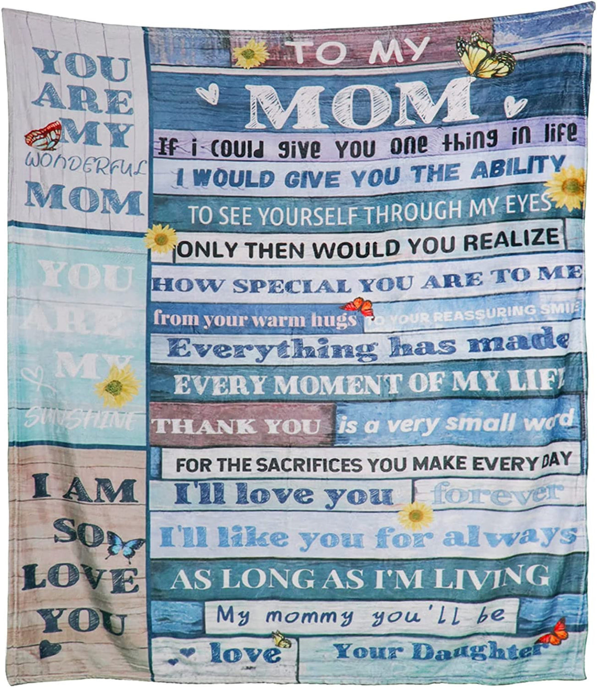 To My Mom Blanket from Daughter, Gift for Mom Blanket Throw from Husband Meaningful Gift for Mom