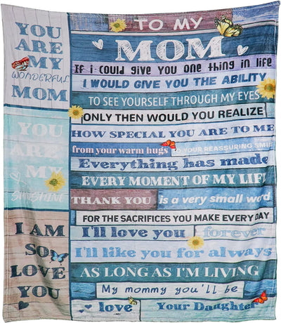 To My Mom Blanket from Daughter, Gift for Mom Blanket Throw from Husband Meaningful Gift for Mom