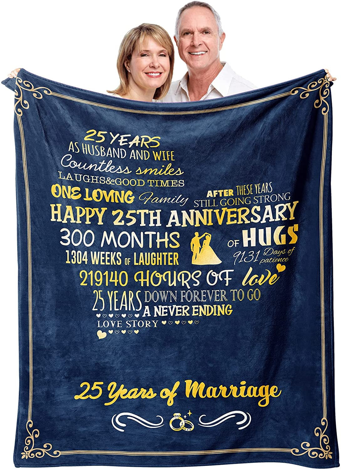 25th Anniversary Blanket 25th Silver Wedding Anniversary Couple Gifts For Dad Mom Parents Friends Blankets Gift For Husband Wife Her Him