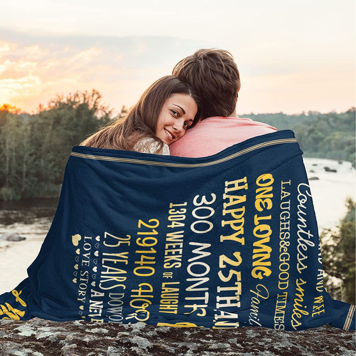 25th Anniversary Blanket 25th Silver Wedding Anniversary Couple Gifts For Dad Mom Parents Friends Blankets Gift For Husband Wife Her Him