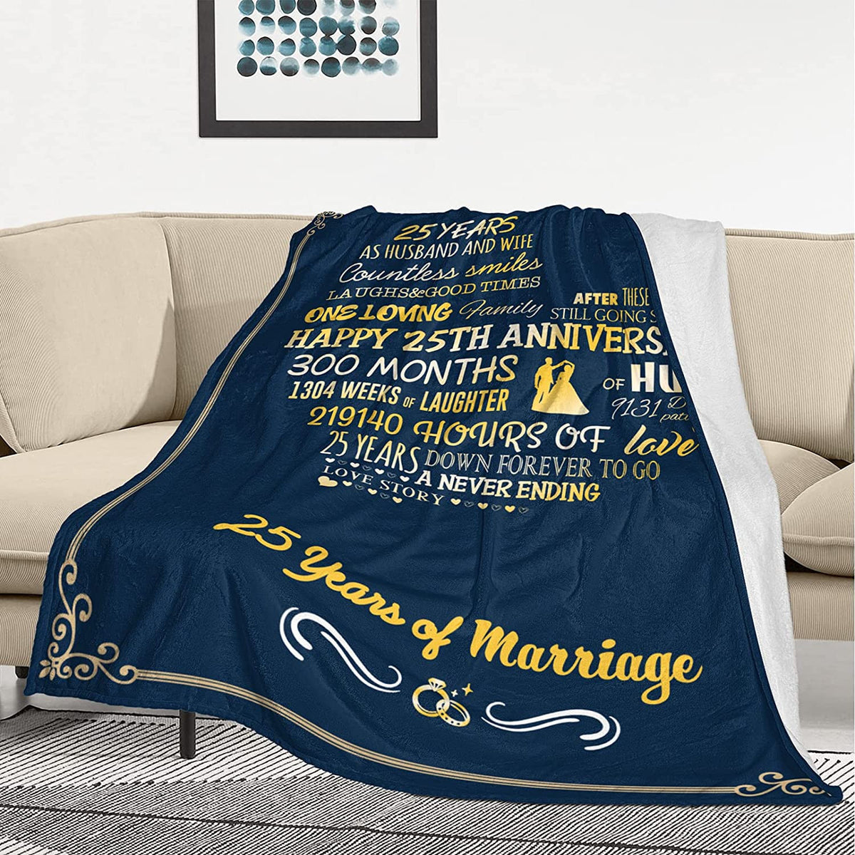 25th Anniversary Blanket 25th Silver Wedding Anniversary Couple Gifts For Dad Mom Parents Friends Blankets Gift For Husband Wife Her Him