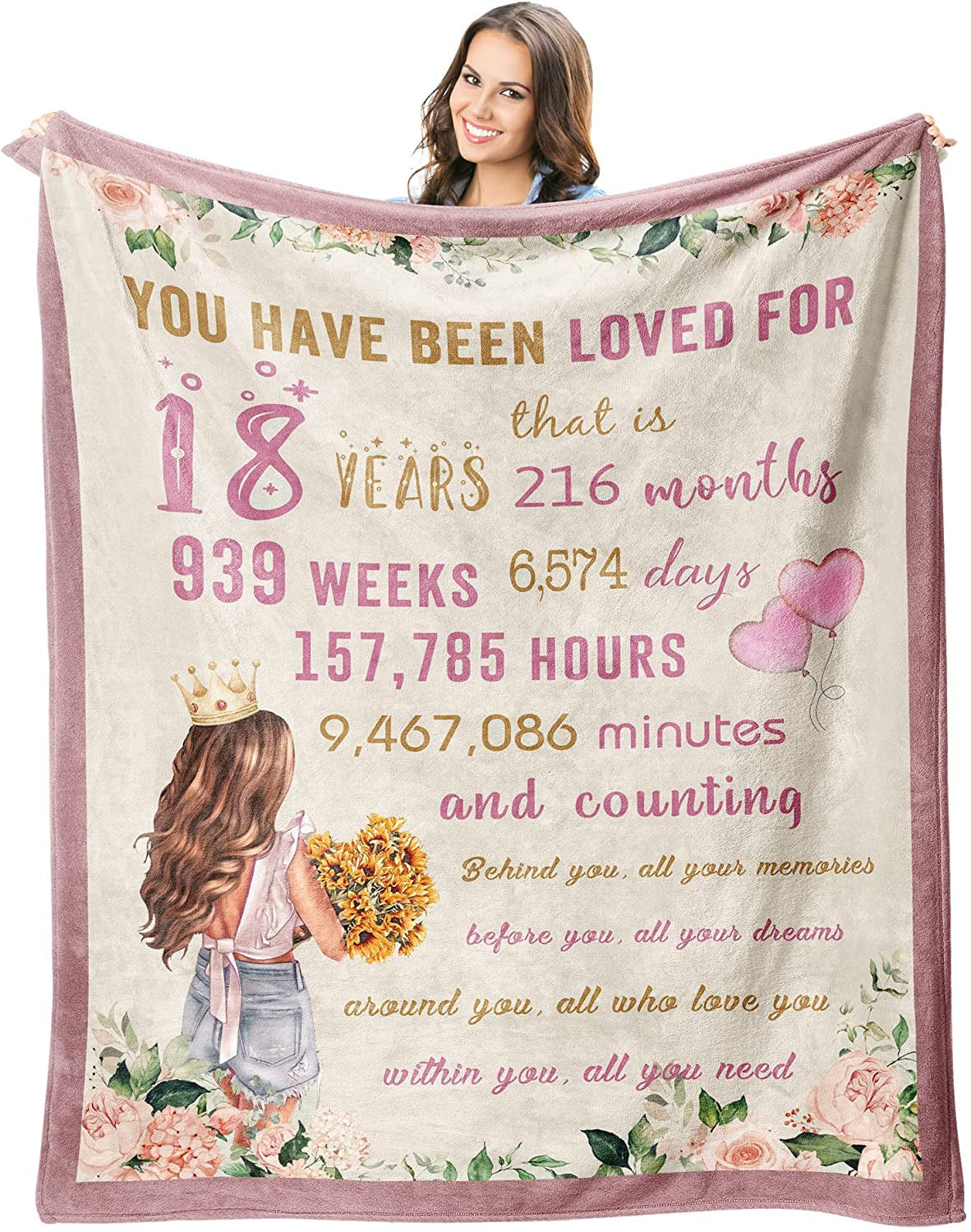 18th Birthday Blanket Birthday Gifts For Girls Throws Blankets - 18 Year Old Girl Birthday Gifts Ideas - Happy 18th Birthday Gift For Daughter - 18th Birthday Decorations For Girls