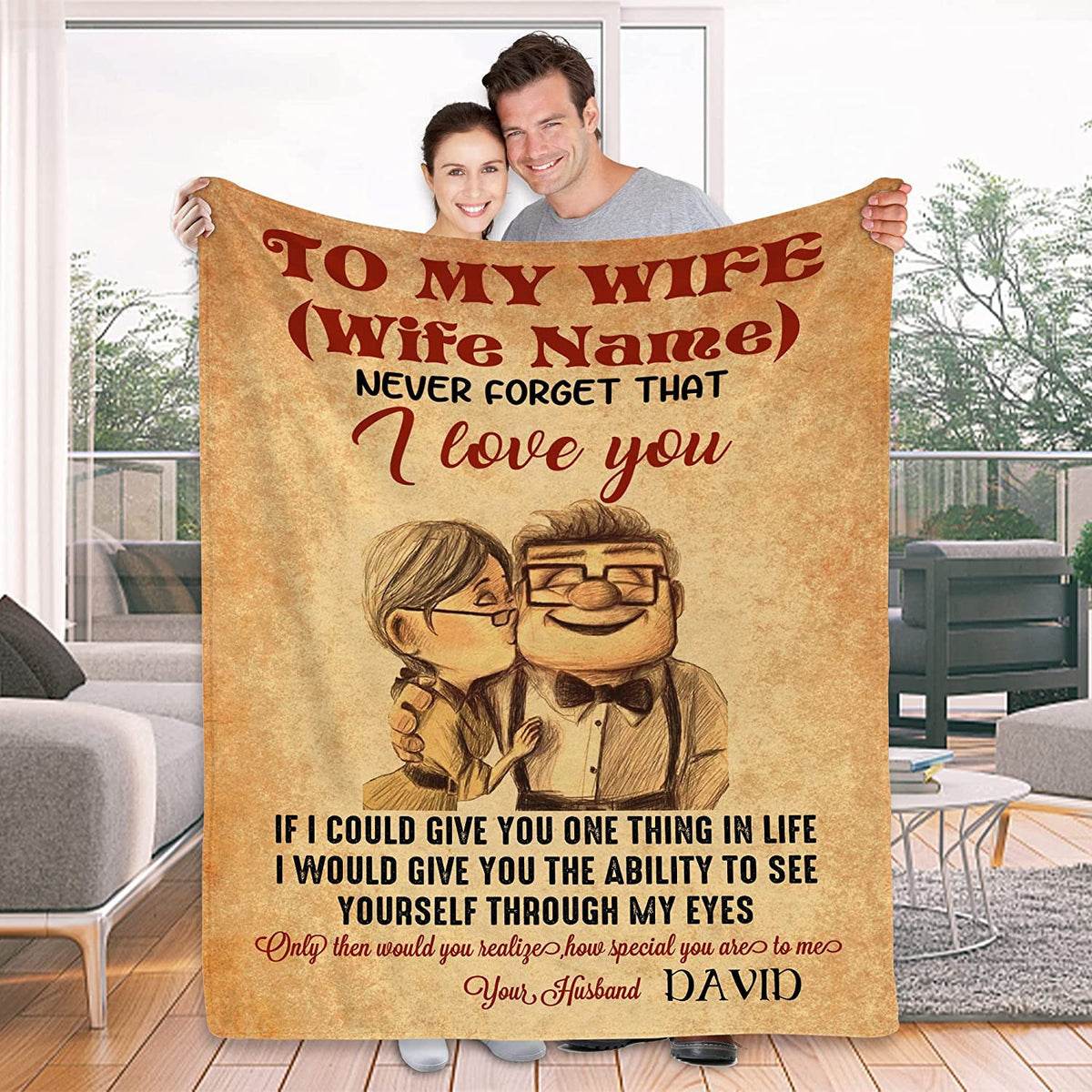 Personalized Anniversary Blanket To My Wife From Husband With Names ChangeChristmas Birthday Personalization Blanket Gifts For Wife HerRomantic For My Wife