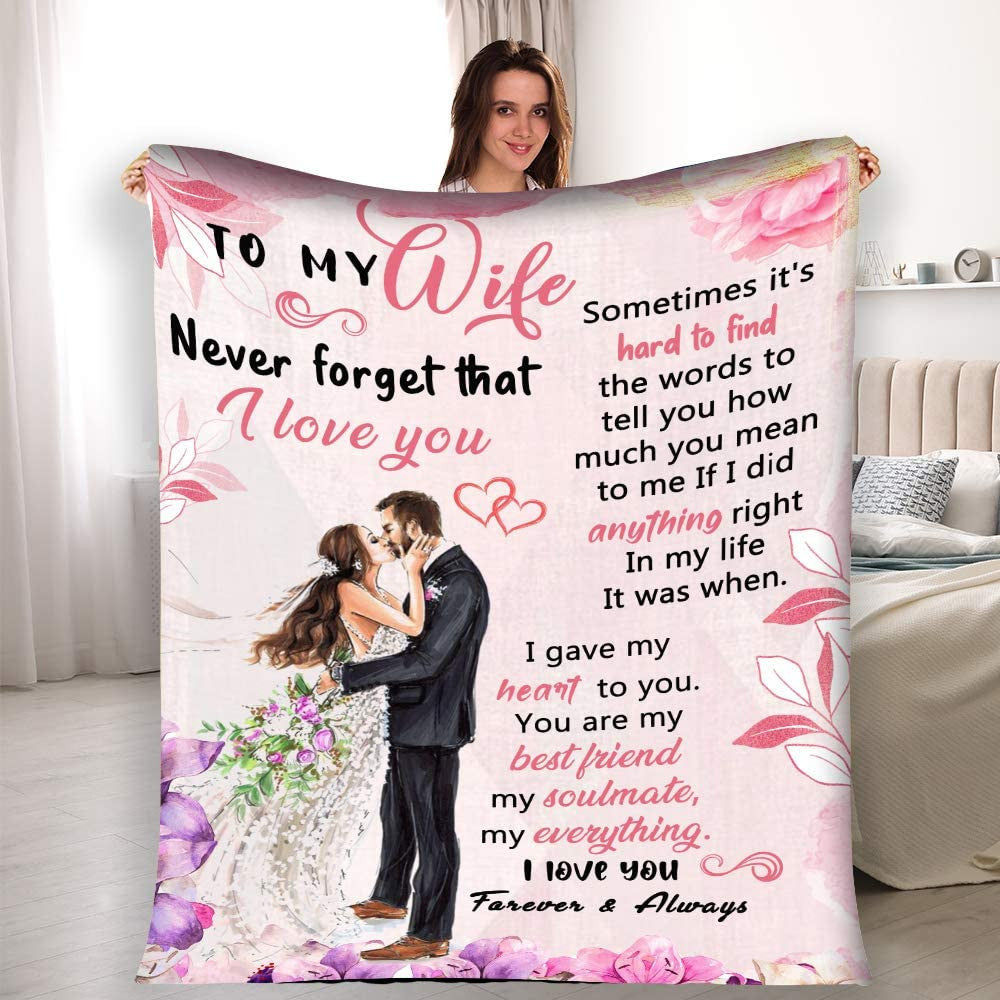 To My Wife Blanket - Never Forget That How Special You Are To Me I Love You Always Christmas Birthday Anniversary Personalization Gift For Her