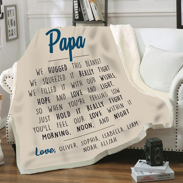 Papa Love Kids Names Blanket Papa Blanket