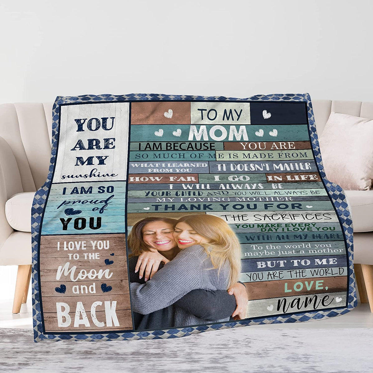 Daughter Son To Mom Blanket Personalized Mom Blanket With Names & Pictures Change To My Mom Gift From Daughter Son