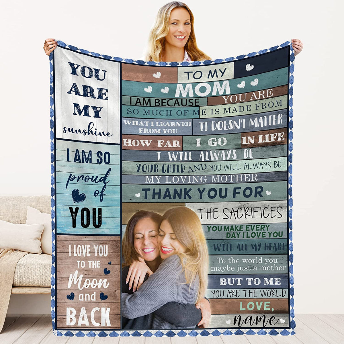 Daughter Son To Mom Blanket Personalized Mom Blanket With Names & Pictures Change To My Mom Gift From Daughter Son