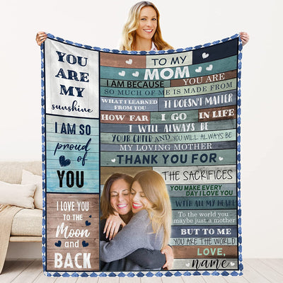 Daughter Son To Mom Blanket Personalized Mom Blanket With Names & Pictures Change To My Mom Gift From Daughter Son
