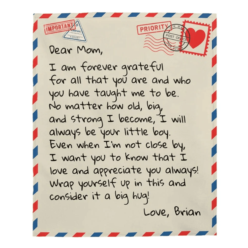 Personalized Blanket for Mom, Dear Mom Blanket, Giant Love Letter Blanket for Mom, Best Mother's day blanket